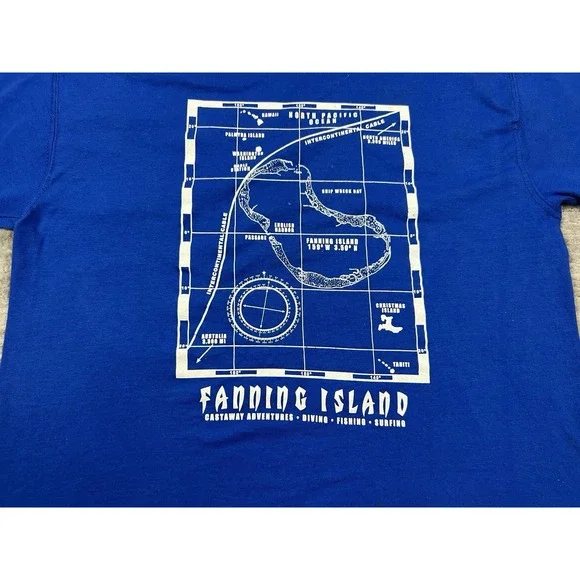 Vintage Fanning Island Shirt‎ Mens Medium Blue Short Sleeve Softeez Cotton - Picture 4 of 12